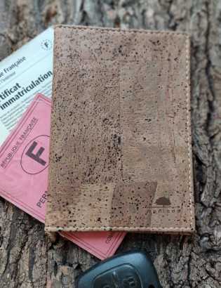 Etui carte grise liège café
