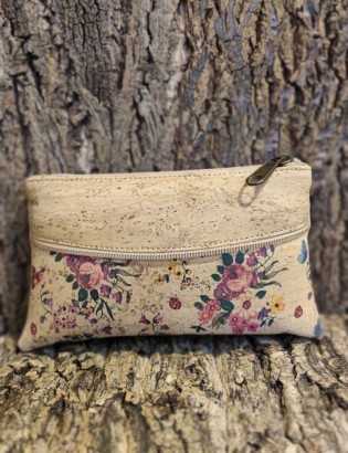 Pochette liège Tage petites fleurs rose