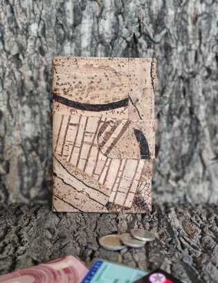 Portefeuille liège et monnaie Alfama effet bois