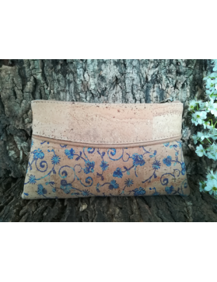 Pochette liège Tage chardon bleu