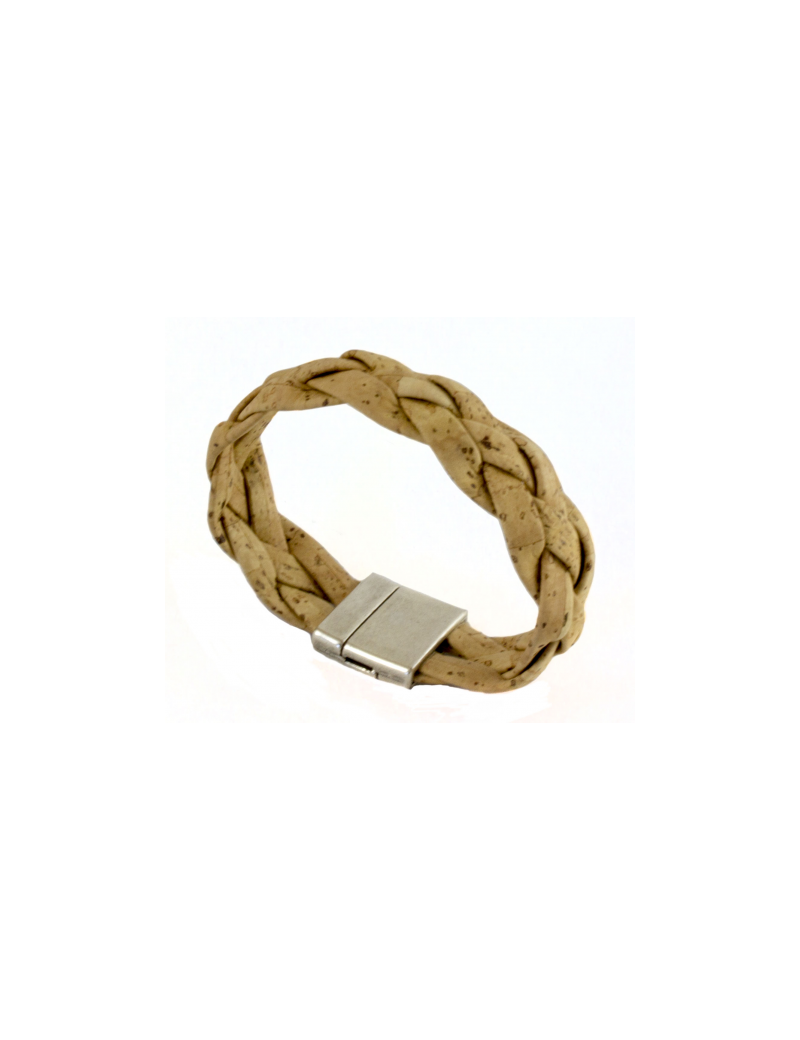 Bracelet large tressé naturel plat