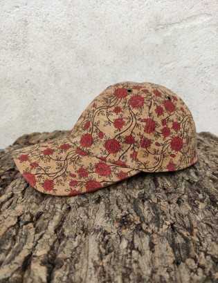 Casquette boutons de roses rouge