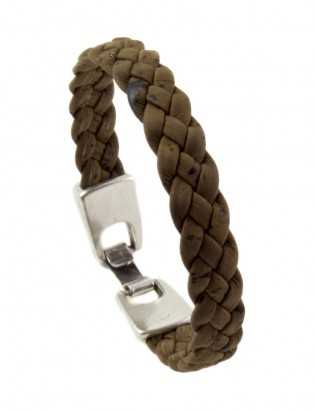 Bracelet Tressé Plat Brun