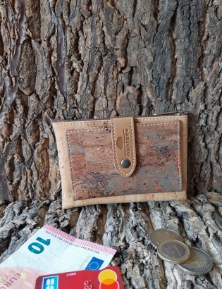 Porte monnaie et carte liège Baixa marron glacé bb