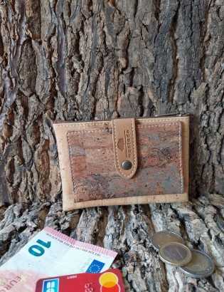 Porte monnaie et carte liège Baixa marron glacé bb