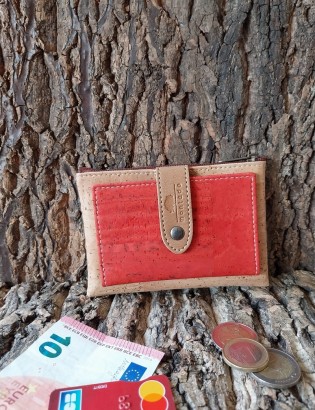 Porte monnaie et carte liège Baixa rouge bb