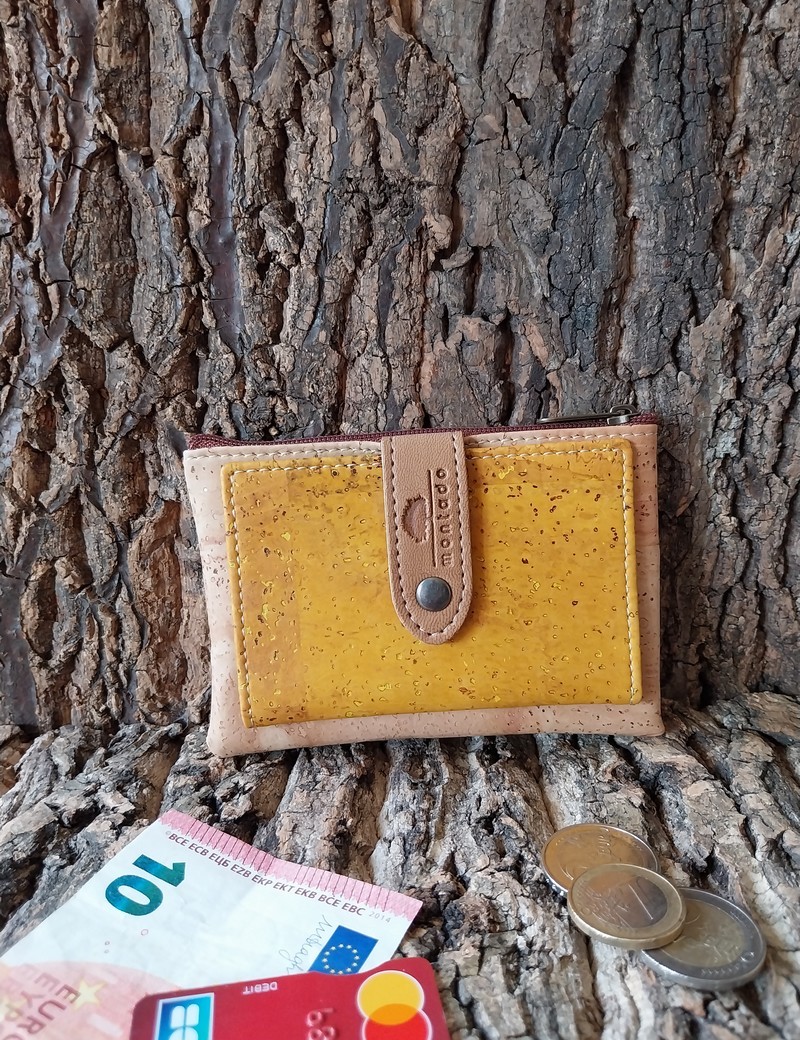 Porte monnaie et carte liège Baixa jaune bb