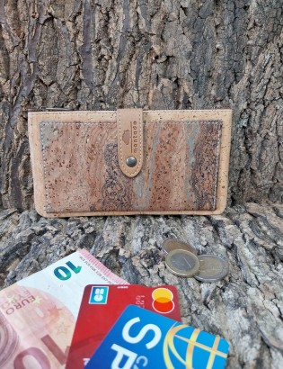 Porte monnaie et carte liège Baixa marron glacé