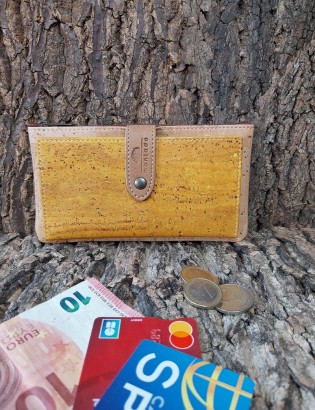 Porte monnaie et carte liège Baixa naturel & jaune