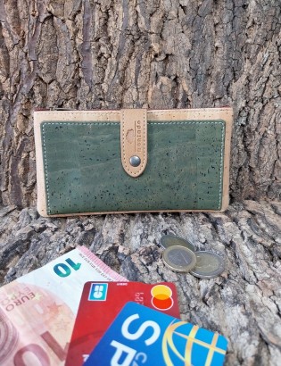 Porte monnaie et carte liège Baixa naturel & vert