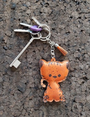 Porte-clés liège chat roux