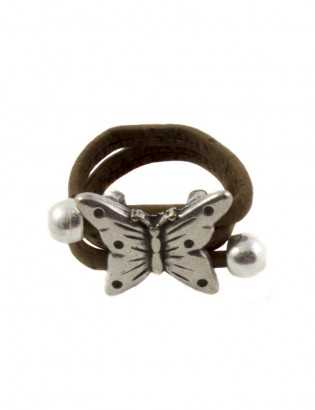 Bague papillon brun